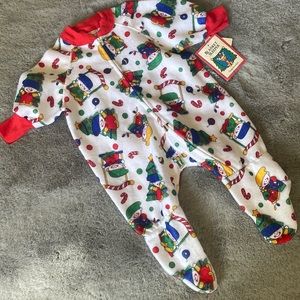 Vintage Teddy Bears Blanket Sleeper Sz 6/9M New Old Stock Christmas Holiday